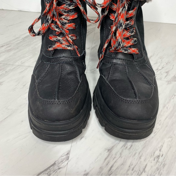 UGG Ashton Addie Black Fur Cuff Lace Up Lug Sole Boot 11 - Picture 12 of 16